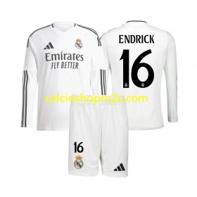 Real Madrid Endrick 16 Bambino Maglia Prima 2024/2025 Manica Lunga
